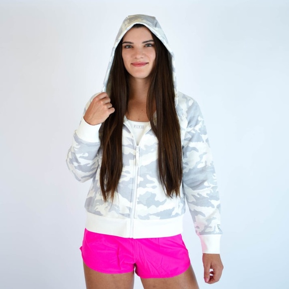 FLEO Platform Full-Zip Hoodie White Camo Medium Activewear Zip-Up - Picture 4 of 13